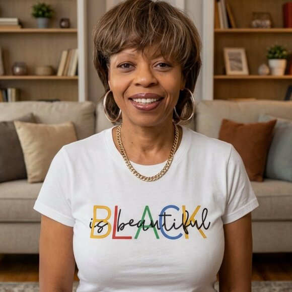 Passion of Essence Tops - Black Is Beautiful Graphic Tee – White/Black